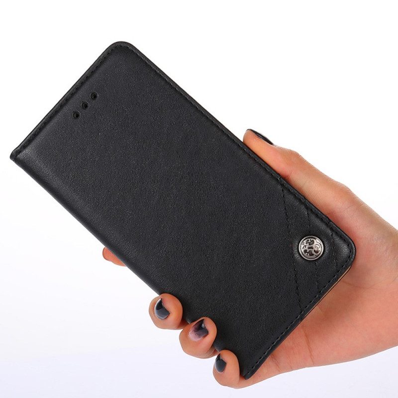 Bescherming Hoesje voor Moto E40 / E30 / E20 Folio-hoesje Stijl Lederen Klinknagel