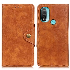 Flip Case voor Moto E40 / E30 / E20 Vintage Kunstleer En Knop