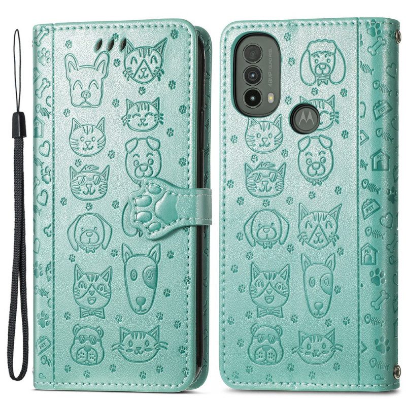 Folio-hoesje voor Moto E40 / E30 / E20 Geanimeerde Dieren