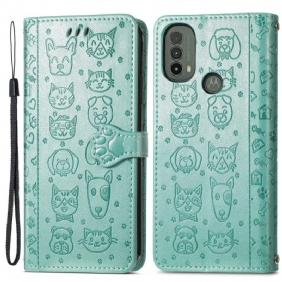 Folio-hoesje voor Moto E40 / E30 / E20 Geanimeerde Dieren