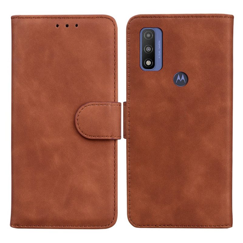 Folio-hoesje voor Moto E40 / E30 / E20 Monochroom Leereffect