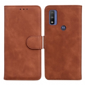 Folio-hoesje voor Moto E40 / E30 / E20 Monochroom Leereffect