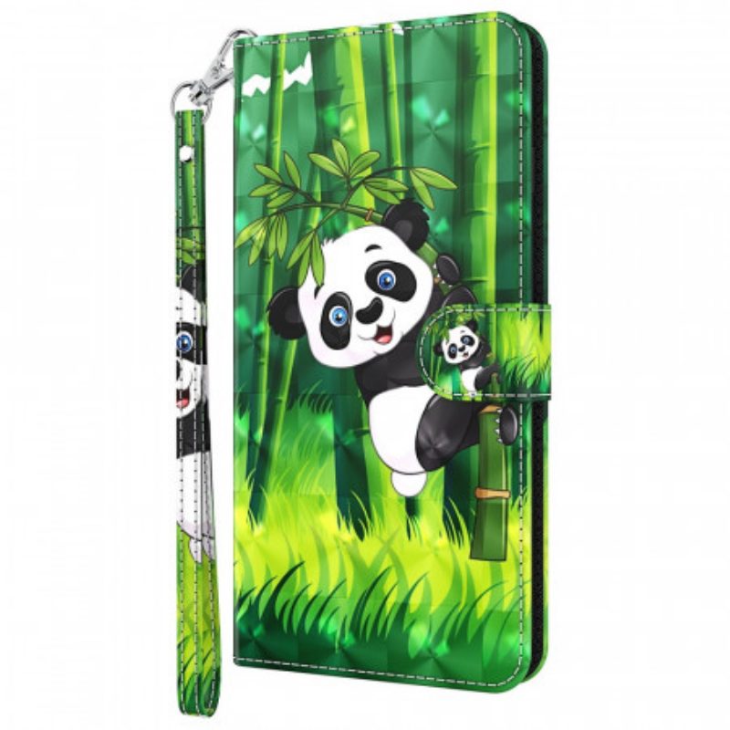 Folio-hoesje voor Moto E40 / E30 / E20 Panda En Bamboe