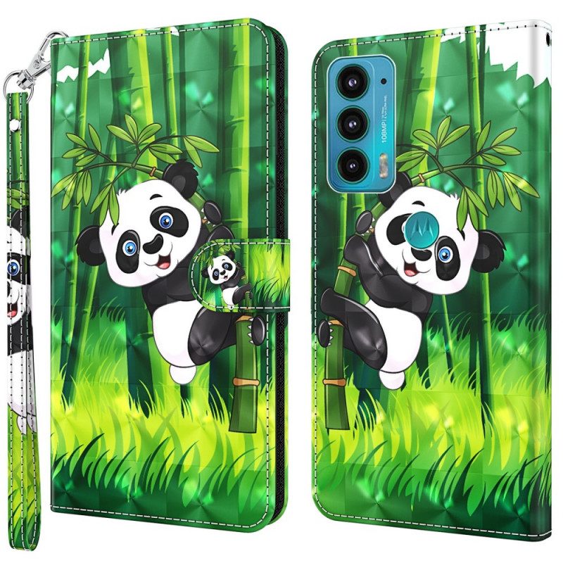 Folio-hoesje voor Moto E40 / E30 / E20 Panda En Bamboe