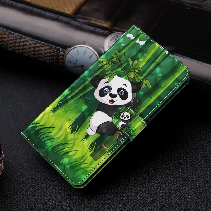 Folio-hoesje voor Moto E40 / E30 / E20 Panda En Bamboe