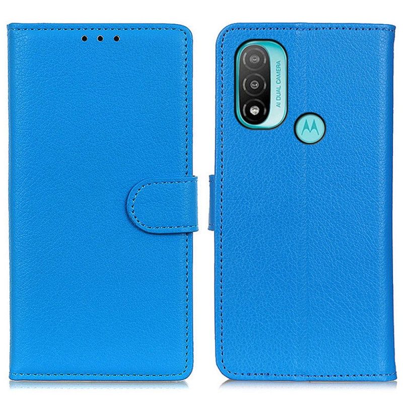 Folio-hoesje voor Moto E40 / E30 / E20 Traditioneel Lychee