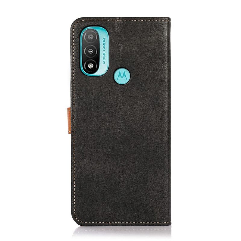 Folio-hoesje voor Moto E40 / E30 / E20 Tweekleurige Gouden Gesp Khazneh