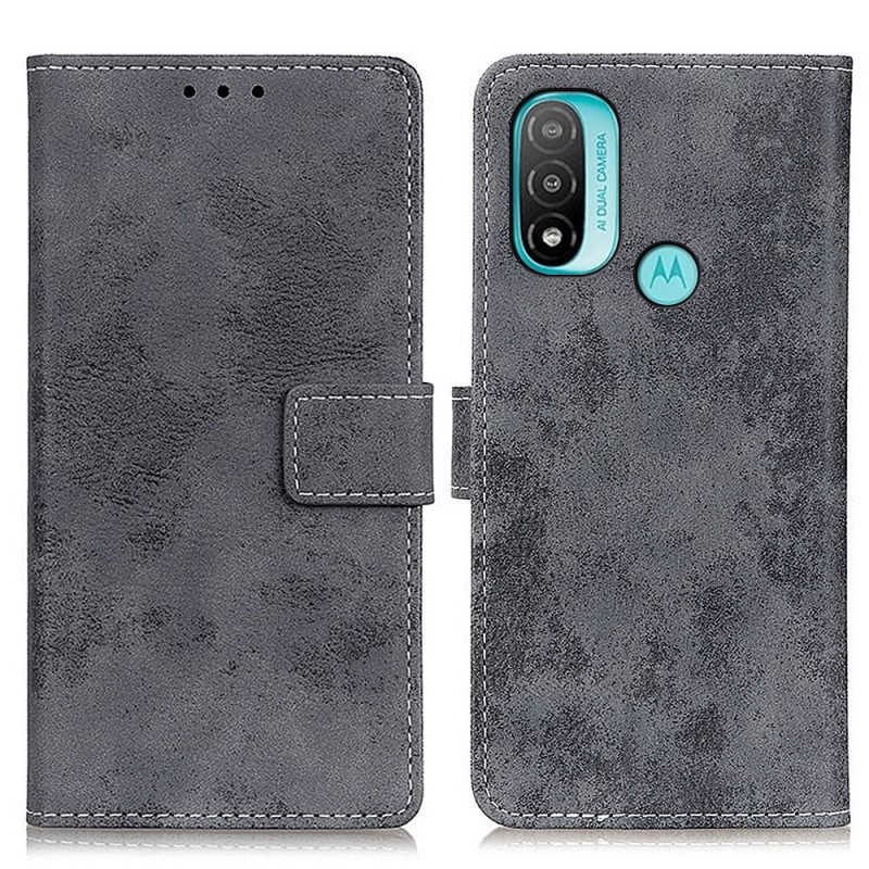 Folio-hoesje voor Moto E40 / E30 / E20 Vintage Leereffect