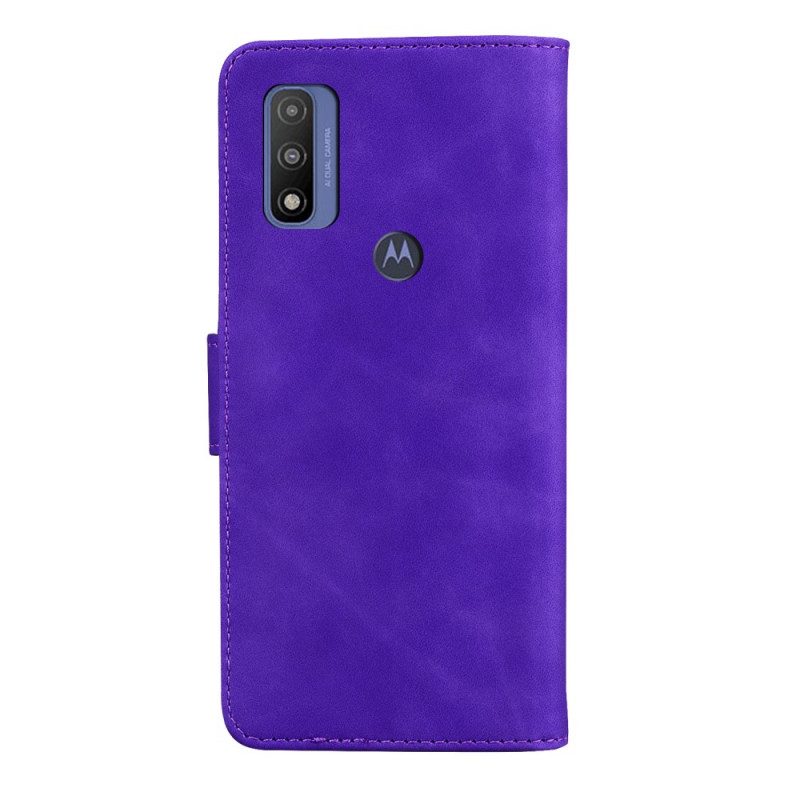 Leren Hoesje voor Moto E40 / E30 / E20 Huid-aanraking Vlinder