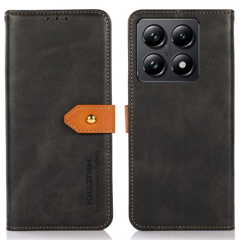 Flip Case Leren Xiaomi 14t Gouden Knoop