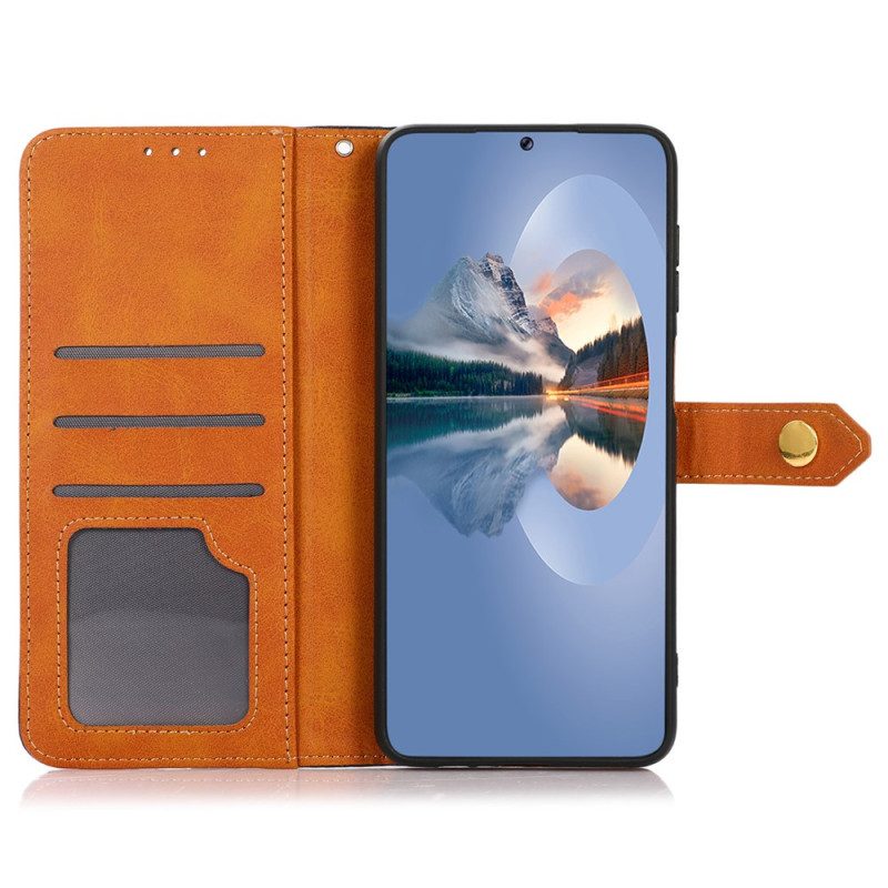 Flip Case Leren Xiaomi 14t Gouden Knoop