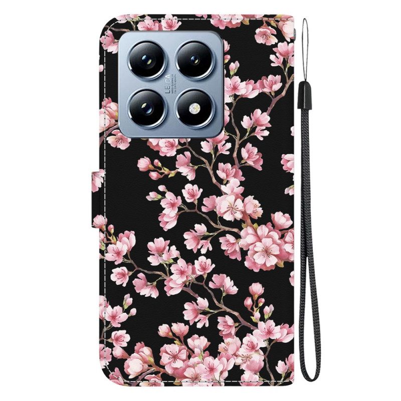 Flip Case Leren Xiaomi 14t Pruimenbloesems