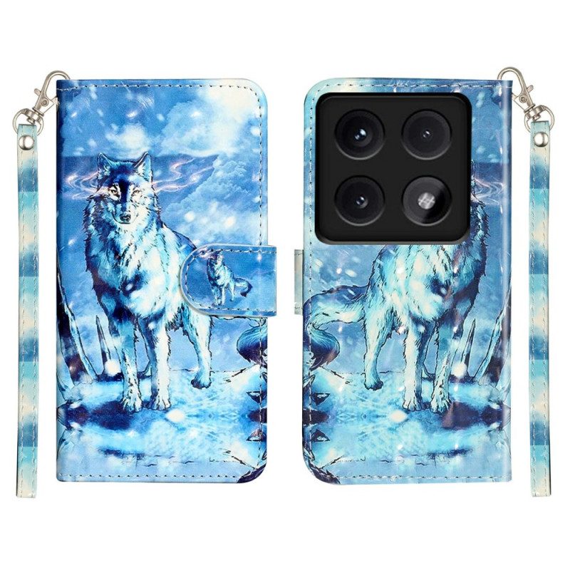 Folio-hoesje Xiaomi 14t Vastgebonden Sneeuwwolf