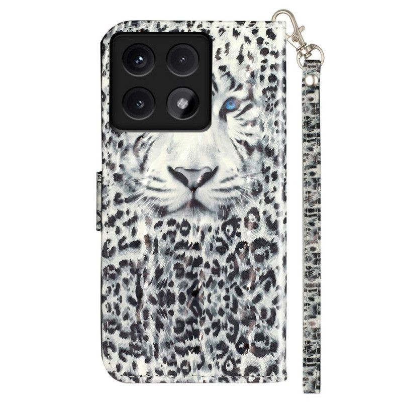 Leren Hoesje Xiaomi 14t Luipaardband Bescherming Hoesje