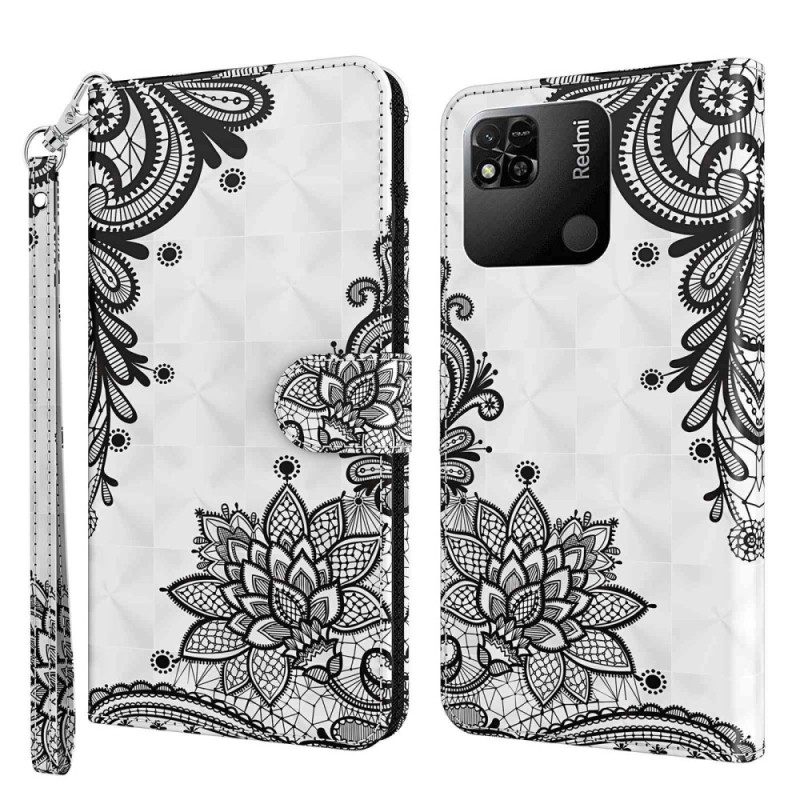 Flip Case voor Xiaomi Redmi 10A Met Ketting Kant Met Bandjes