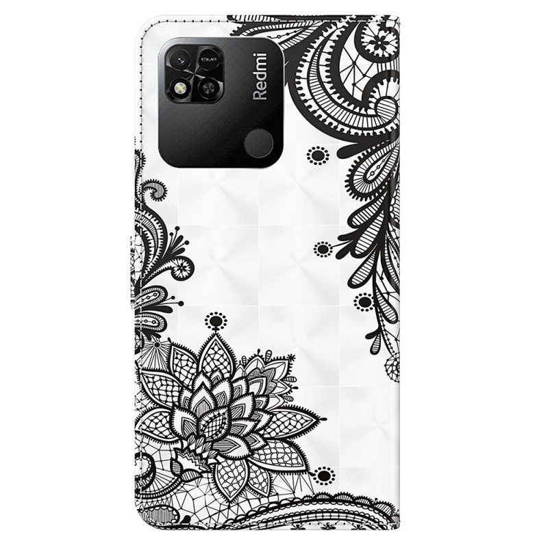 Flip Case voor Xiaomi Redmi 10A Met Ketting Kant Met Bandjes