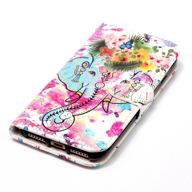 Flip Case voor Xiaomi Redmi 10A Met Ketting Stammenolifant Met Riem