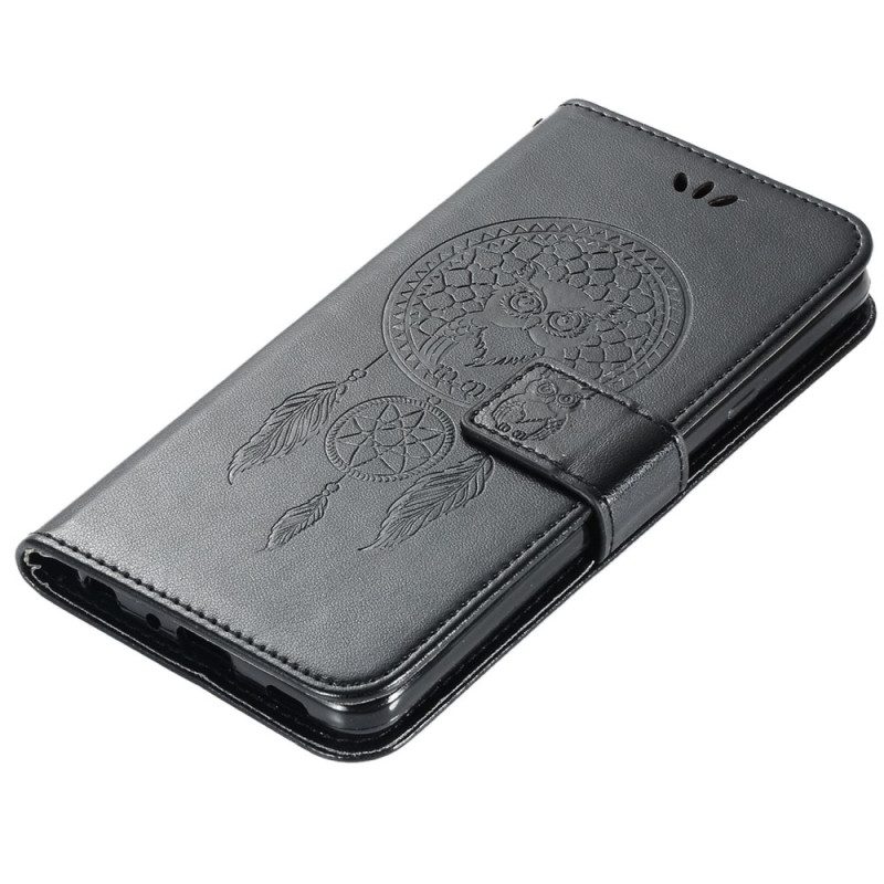 Flip Case voor Xiaomi Redmi 10A Met Ketting Uil Dromenvanger Met Riem