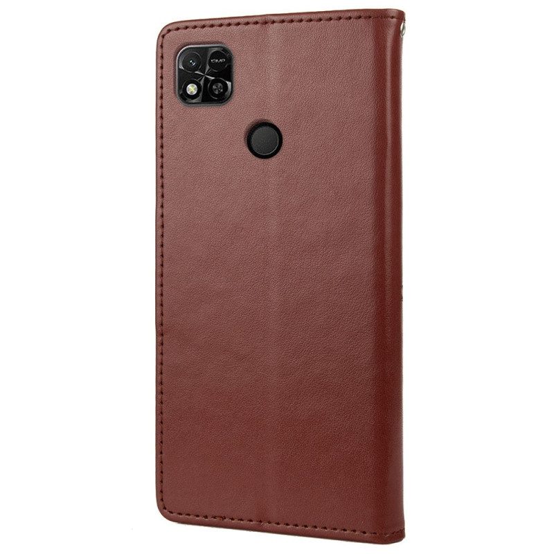 Flip Case voor Xiaomi Redmi 10A Met Ketting Vlinders En Bloemen Riem