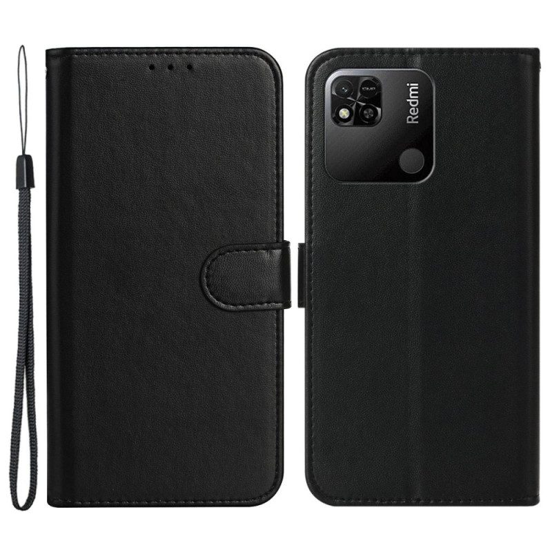 Flip Case voor Xiaomi Redmi 10A Met Ketting Zakelijke Stijl Met Bandjes