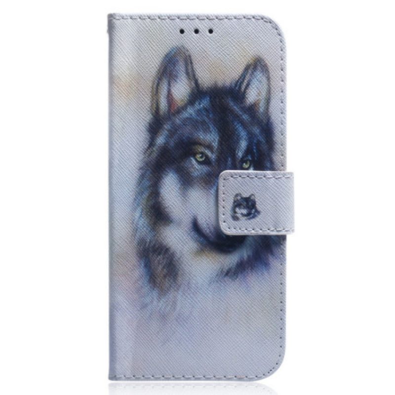 Folio-hoesje voor Xiaomi Redmi 10A Aquarel Wolf