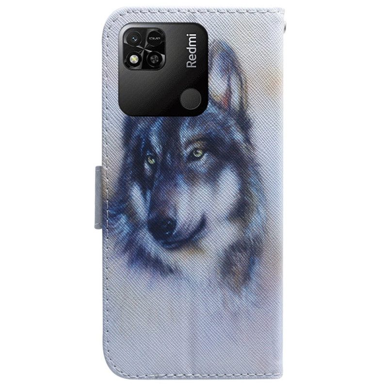 Folio-hoesje voor Xiaomi Redmi 10A Aquarel Wolf