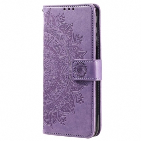 Folio-hoesje voor Xiaomi Redmi 10A Mandala Zon Met Lanyard