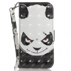 Folio-hoesje voor Xiaomi Redmi 10A Met Ketting Boze Panda Met Lanyard