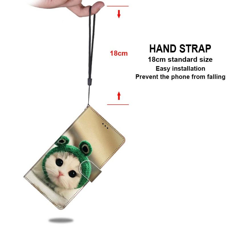 Folio-hoesje voor Xiaomi Redmi 10A Met Ketting Grappige Stringkat