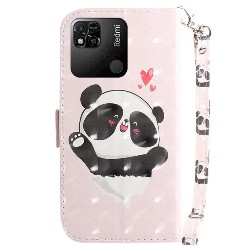 Folio-hoesje voor Xiaomi Redmi 10A Met Ketting Panda Love Met Sleutelkoord