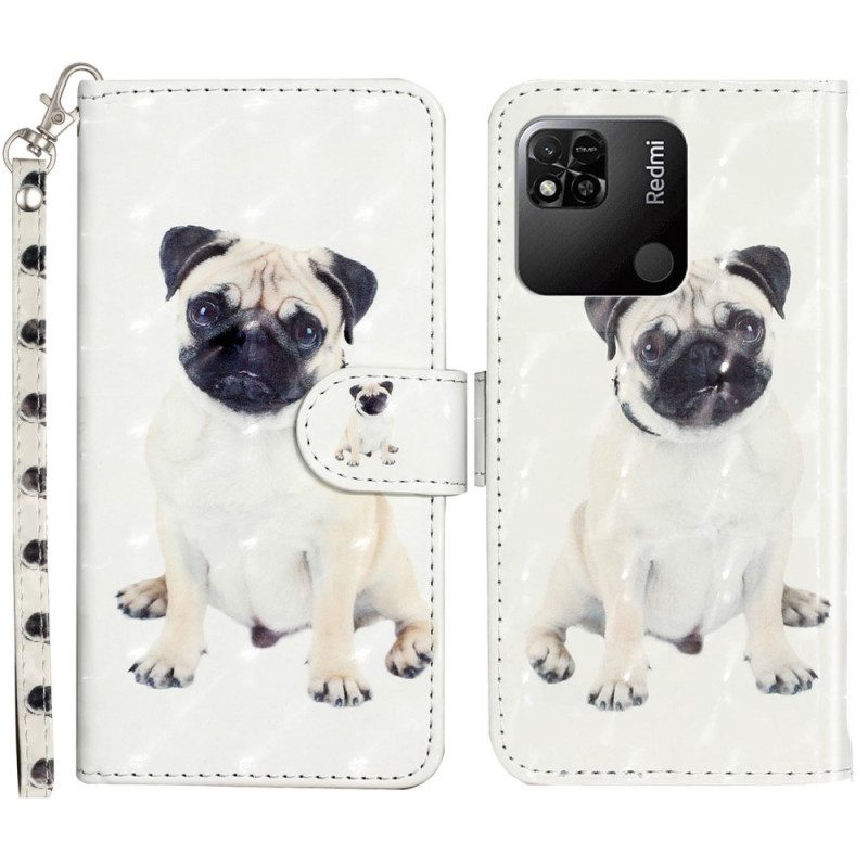 Folio-hoesje voor Xiaomi Redmi 10A Met Ketting String Hond