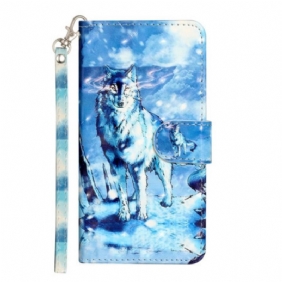 Folio-hoesje voor Xiaomi Redmi 10A Met Ketting Trotse Wolf Met Riem