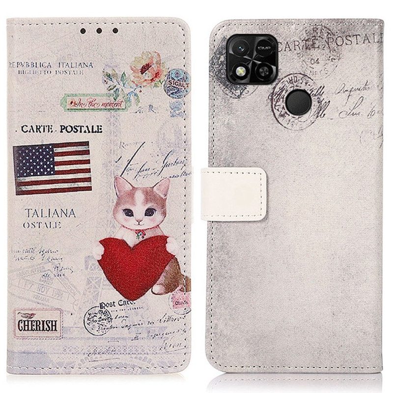 Folio-hoesje voor Xiaomi Redmi 10A Reiziger Kat