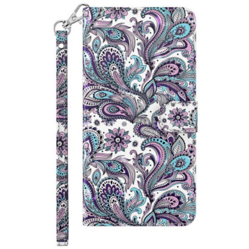 Leren Hoesje voor Xiaomi Redmi 10A Met Ketting Paisley-patroon Met Bandjes