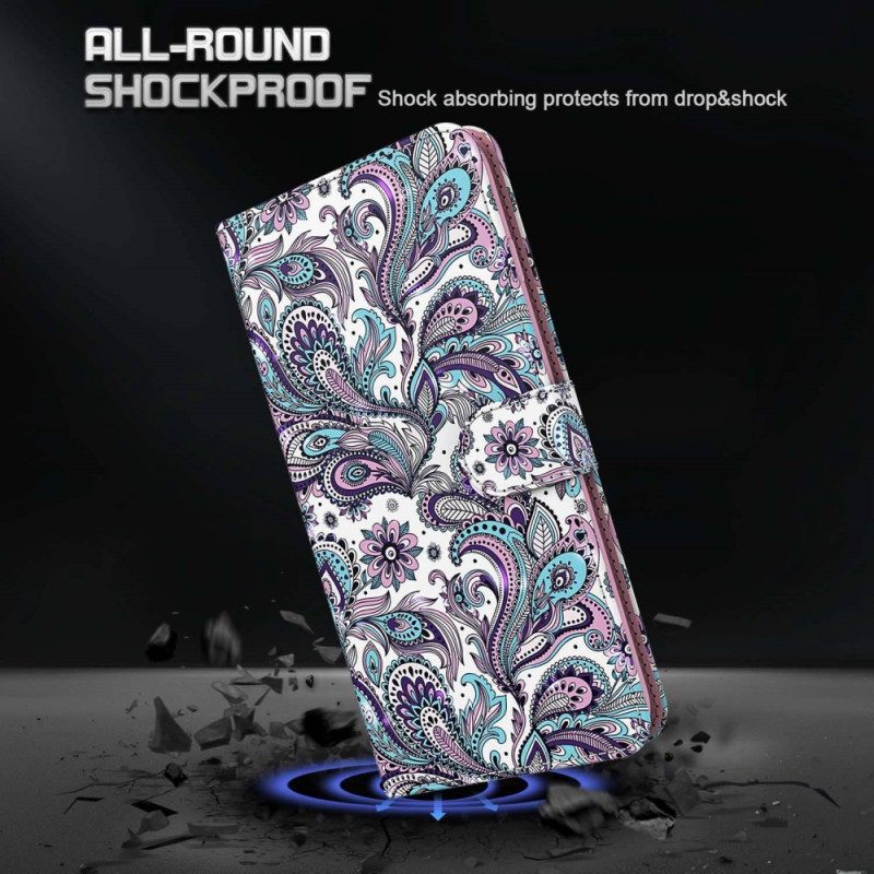 Leren Hoesje voor Xiaomi Redmi 10A Met Ketting Paisley-patroon Met Bandjes