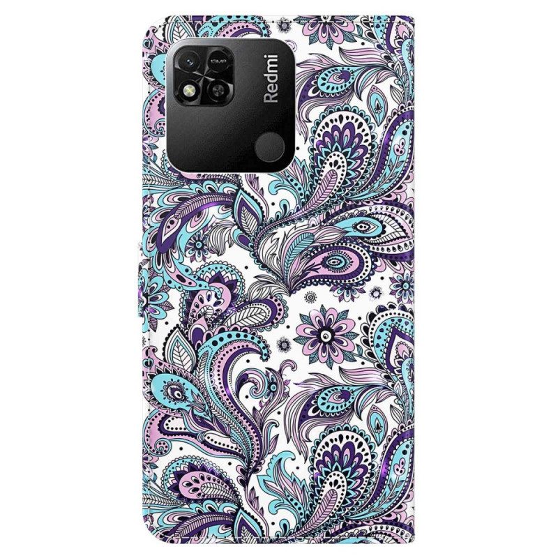 Leren Hoesje voor Xiaomi Redmi 10A Met Ketting Paisley-patroon Met Bandjes