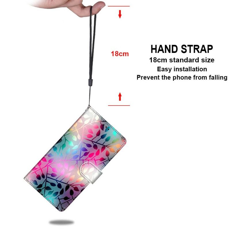 Leren Hoesje voor Xiaomi Redmi 10A Met Ketting Strappy Grafische Plant