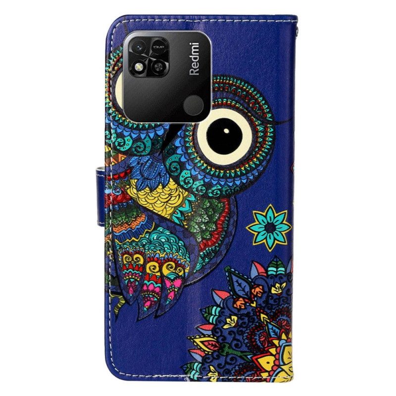 Leren Hoesje voor Xiaomi Redmi 10A Met Ketting String Uil