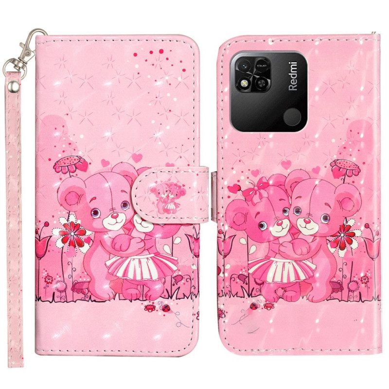 Leren Hoesje voor Xiaomi Redmi 10A Met Ketting Teddyberen