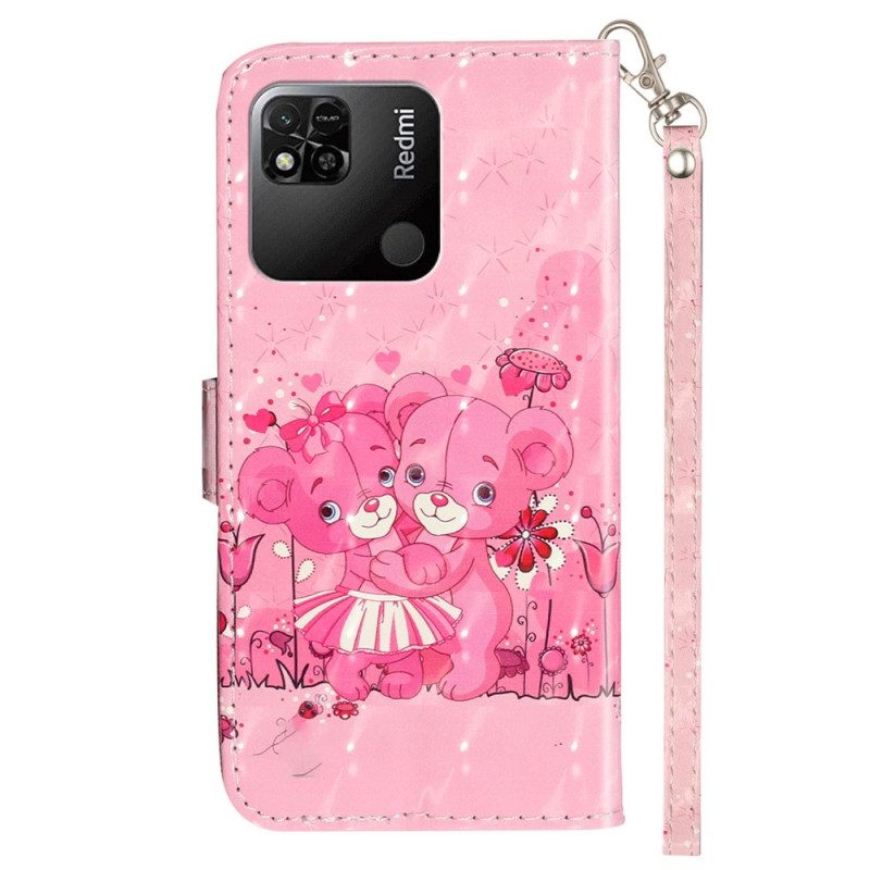 Leren Hoesje voor Xiaomi Redmi 10A Met Ketting Teddyberen