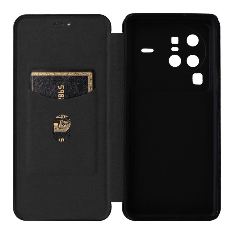 Bescherming Hoesje voor Vivo X80 Pro Folio-hoesje Gekleurde Koolstofvezel