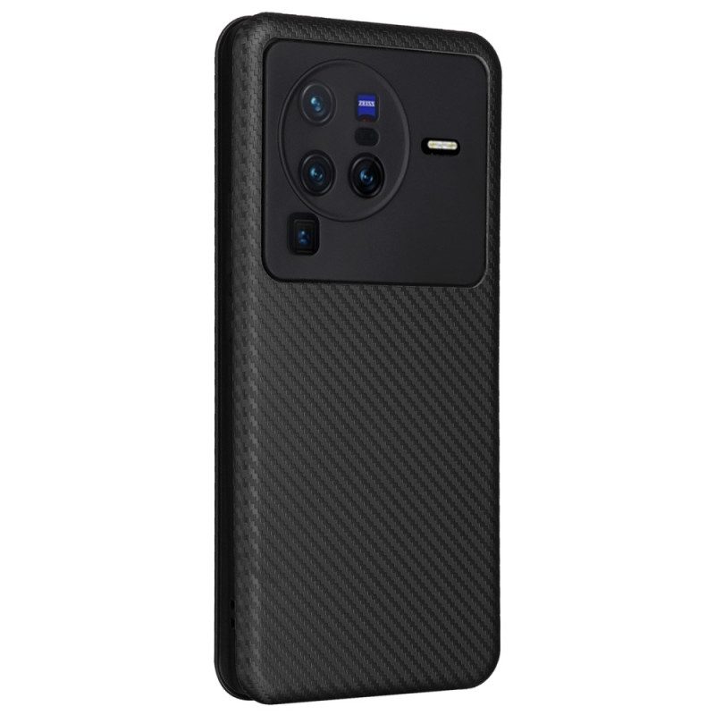 Bescherming Hoesje voor Vivo X80 Pro Folio-hoesje Gekleurde Koolstofvezel