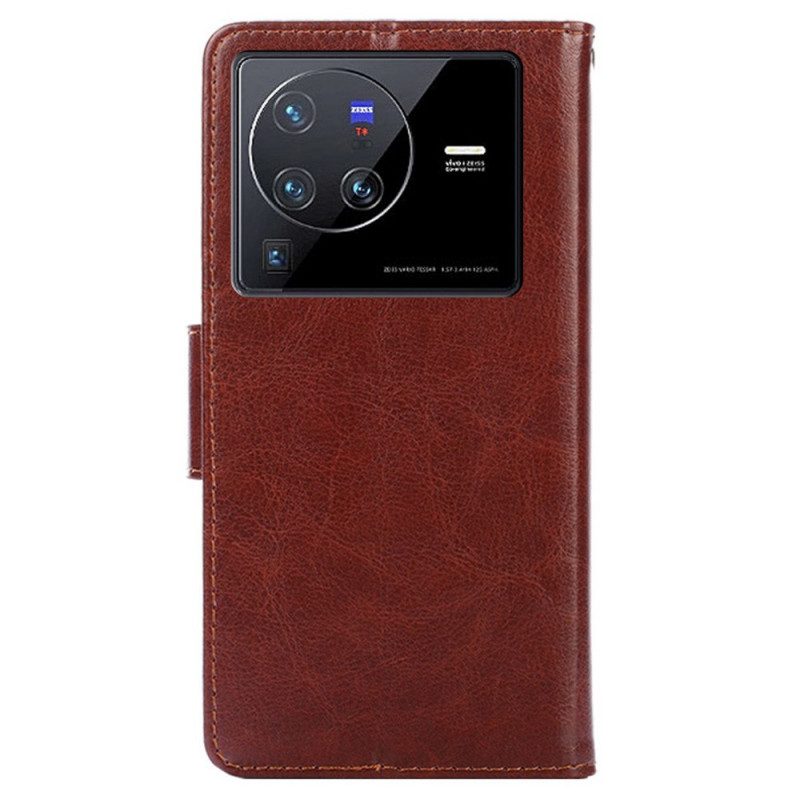 Folio-hoesje voor Vivo X80 Pro Vintage Lederen Stijl