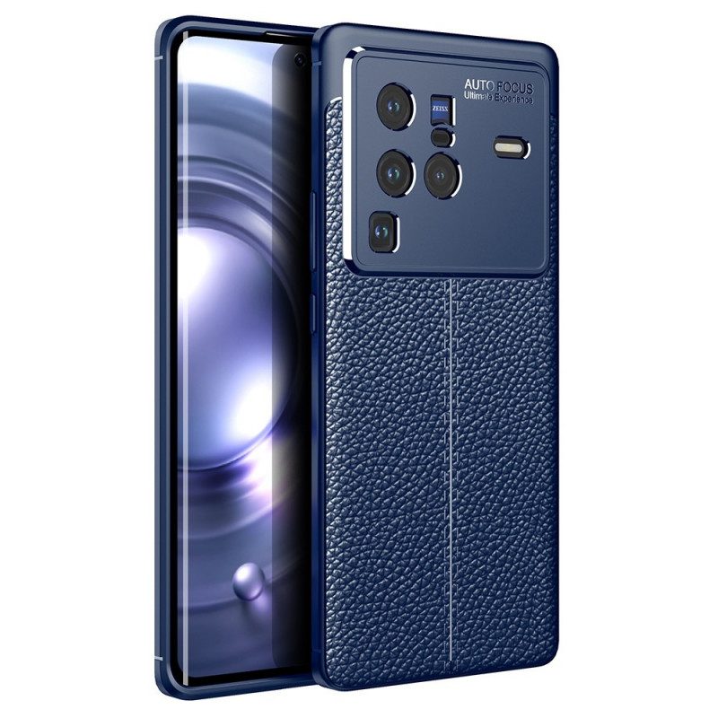 Hoesje voor Vivo X80 Pro Dubbellijnig Litchi-leereffect