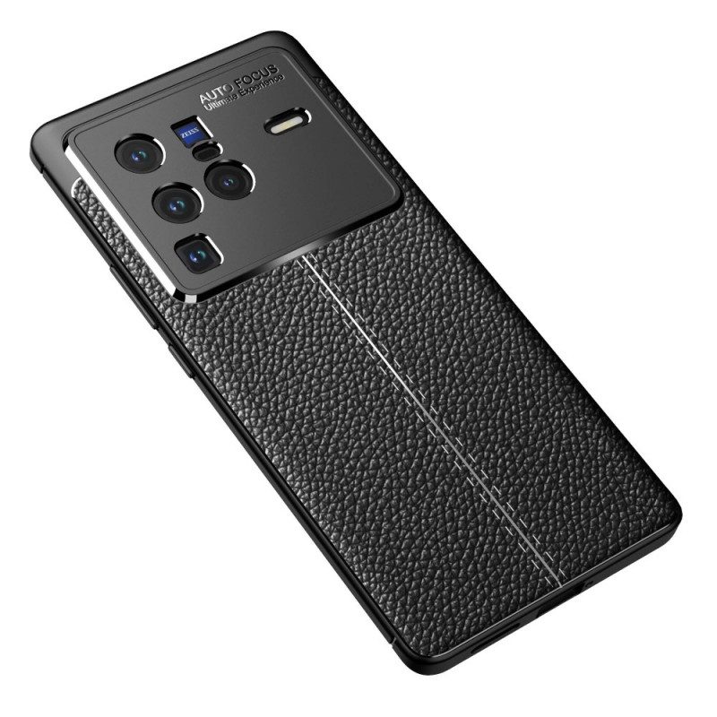 Hoesje voor Vivo X80 Pro Dubbellijnig Litchi-leereffect