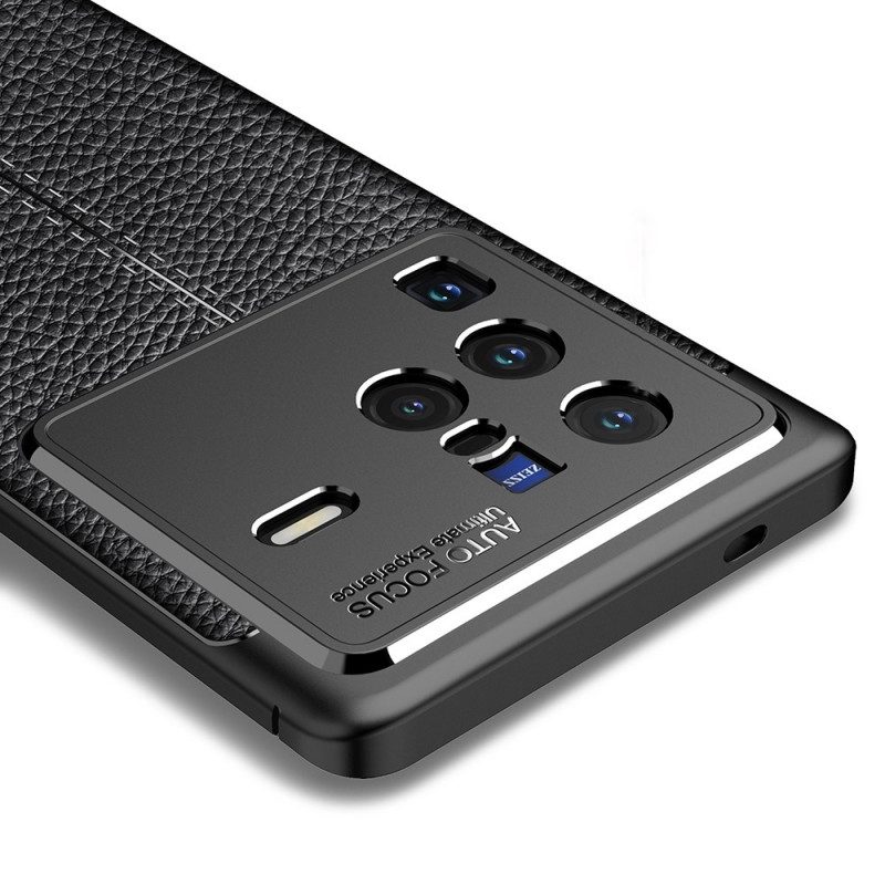 Hoesje voor Vivo X80 Pro Dubbellijnig Litchi-leereffect