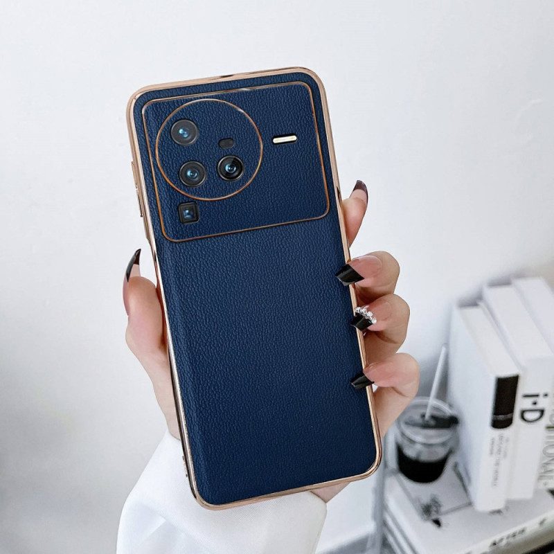 Hoesje voor Vivo X80 Pro Echte Lederen Kleur