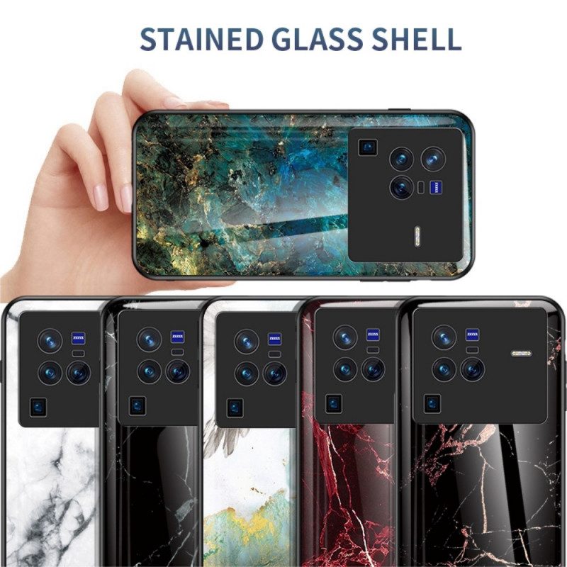 Hoesje voor Vivo X80 Pro Marmer Gehard Glas