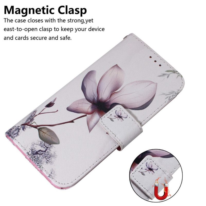 Flip Case voor Samsung Galaxy A03s Bloem Stoffig Roze