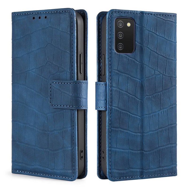 Flip Case voor Samsung Galaxy A03s Krokodillenhuid-effect